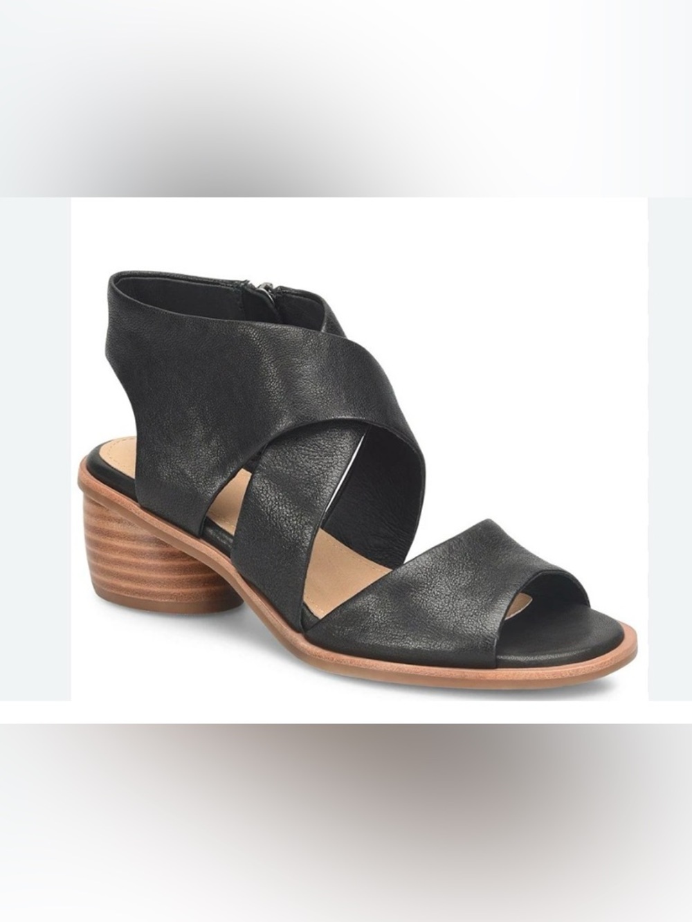 Sofft Camille Leather Zip Architectural Heel Sandals Size 9.5